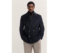 Cabanjacke BUGATTI "Rainseries", Herren, Gr. 48, 390, marine, 60% Wolle, 35% Polyester, 5% sonstige Faser, unifarben, regular fit, normaler Saum, Jacken, wasserfest mit Westen-Einsatz und Reverskragen