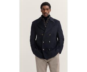 Cabanjacke BUGATTI "Rainseries", Herren, Gr. 50, 390, marine, 60% Wolle, 35% Polyester, 5% sonstige Faser, unifarben, regular fit, normaler Saum, Jacken, wasserfest mit Westen-Einsatz und Reverskragen