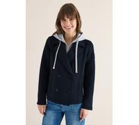 Cabanjacke CECIL, Damen, Gr. S (38), blau navy, Stoff, Obermaterial 1: 93% Polyester, 7% Elasthan; Obermaterial 2: 82% Baumwolle, 18% Polyester, unifarben, comfort fit normal, ohne Ausschnitt, Bündche