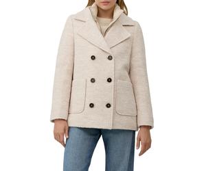 Cabanjacke S.OLIVER, Damen, Gr. 46, beige melange, Web, Obermaterial: 65% Polyester, 35% Wolle. Futter: 100% Polyester, unifarben, gerade hüftbedeckend, V-Ausschnitt, Jacken, mit Reverskragen und dopp