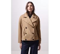 Cabanjacke STREET ONE STUDIO, Damen, Gr. 42, braun (button braun meliert), Stoff, Obermaterial: 90% Polyester, 10% Viskose; Futter: 100% Polyester, unifarben, oversize normal, V-Ausschnitt, Bündchen,