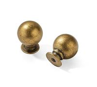 CABDM Schubladenknöpfe aus Messing, 10 Stück, 2,5 cm, antikes Messing, Schrankknöpfe, Küchenschrank, Hardware, Vintage-Kugelknäufe, Antinque Gold, Griffe für Schubladen.