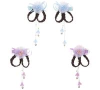 Cabilock 2 Paar Chinesische Haarspangen mit Blumen Quasten Haarclips für Leichter Metallclip Langanhaltende Farben Geeignet für Festlichkeiten und Cosplay