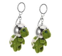 Cabilock 2 Stück Weicher Schildkröten Plüsch Schlüsselanhänger mit Helm Niedlicher Abs Stofftier Anhänger für Taschen Rucksäcke Farblich Beständiger Kuschelcharme für Auto Haus Schlüssel