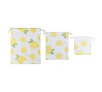 Cabilock 3 Stück Baumwoll Leinen Kordelzugbeutel Großzügig Mittel Klein Modisch Mit Zitronenmotiv Leichter Aufbewahrungsbeutel Für Reisen Outdoor Alltag Geschenk
