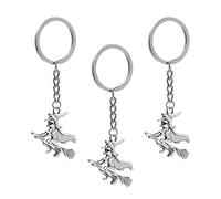 Cabilock 3 Stück Hexen-Schlüsselanhänger Aus Metall Halloween-Geldbörsen-Anhänger Dekoration Hexe Auf Besen Halloween-Anhänger