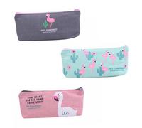 Cabilock 3 Stück Teiliges Federmäppchen Flamingo aus Strapazierfähigem Canvas Großes Fassungsvermögen Modisches Design Einfaches Mäppchen für Schule Stifteaufbewahrung Zufällige Farbe