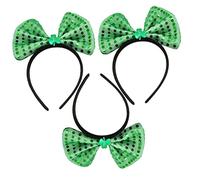 Cabilock 3 Stück Teiliges Grünes Kleeblatt Stirnband mit Pailletten Leichtes Patricks Day Haarband Modischer Kopfschmuck für Party und Erwachsene Handgefertigtes Festzubehör