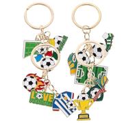 Cabilock 4 Stück Fußball Schlüsselanhänger aus Metall Sport Schlüsselanhänger für Jungen und Fans Fußball Token Anhänger als Rucksack und Spieltags Accessoire