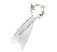Cabilock Brautblumenkranz und Dekorschleier aus Strapazierfähigem Material Haarschmuck mit Haarkranz für Hochzeit und Fotoshooting Modischer Brautschleier in Elfenbein