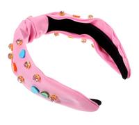 Cabilock Breites Geknotetes Haarband für Damen mit Herz-motiv und Funkelnden Strasssteinen Candy-farbenes Stirnband Komfortabler Sitz für Valentinstag Geburtstag und Festliche Anlässe