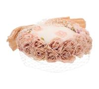 Cabilock Romantischer Brauthut mit Blumenmuster für Damen zur Hochzeit | Rosa Gewebe und Mesh, Bequemer Sicherer Sitz, Klassisch Elegante Form für Braut und Zeremonie