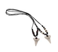 Cabilock Vintage Haizahn Halskette für Männer und Frauen im Boho Stil mit Verstellbarem Band aus Kunststoff und Holz für Strandpartys 2 Stück