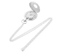Cabilock Vintage Taschenuhr mit Graviertem Deckel für Herren mit Römischen Ziffern Leichtes Design aus Kunststoff und Metall Retro Stil und Vielseitiger Kette als Accessoire