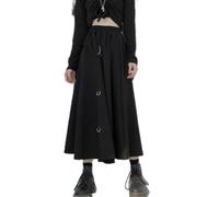 CABULE Nationaler Trend Ins Street Dark Lock-Rock im japanischen Stil für Damen Frühling Retro-Harajuku-Stil mittellanger schmaler A-Linien-Rock - Schwarz - M