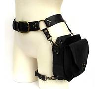 Cachorro Mittelalterliche Leder Metallschnalle Drop Leg Tasche, Unisex Steampunk Retro Rock Taillengürteltasche, Outdoor Crossbody Taillentaschen Handytasche, Cosplay Kostümzubehör,Schwarz