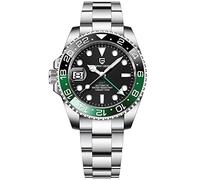 CADISEN Pagani Design 1662 GMT Herren-Automatikuhr, mechanisch, hochwertiger Edelstahl, Saphirglas, Taucher, Sport, Herrenuhr, 40 mm, Datum, 100 m wasserdicht, reloj Hombre, Schwarz Grün, Taucher