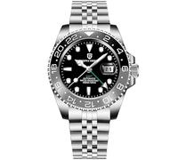 CADISEN Pagani Design 1662 GMT Herren-Automatikuhr, mechanisch, hochwertiger Edelstahl, Saphirglas, Taucher, Sport, Herrenuhr, 40 mm, Datum, 100 m wasserdicht, reloj Hombre, Jubilee Black Grey