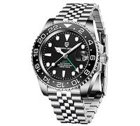 CADISEN Pagani Design 1662 GMT Herren-Automatikuhr, mechanisch, hochwertiger Edelstahl, Saphirglas, Taucher, Sport, Herrenuhr, 40 mm, Datum, 100 m wasserdicht, reloj Hombre, Jubilee Full Black