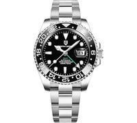 CADISEN Pagani Design 1662 GMT Herren-Automatikuhr, mechanisch, hochwertiger Edelstahl, Saphirglas, Taucher, Sport, Herrenuhr, 40 mm, Datum, 100 m wasserdicht, reloj Hombre, Schwarz, Automatische