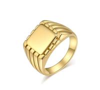 Cadoline Herren-Siegelring aus Edelstahl mit Muster, 15 mm, Gold, Größe 62