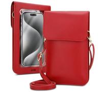 Cadorabo Handytasche zum Umhängen kompatibel mit Blackview A70 / A70 PRO-kleine Handtasche mit Handyfach und Sichtfenster, Handy Umhängetasche mini für A70 / A70 PRO, 2 Fächer, PULeder, Damen, ROT