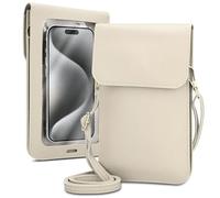 Cadorabo Handytasche zum Umhängen kompatibel mit LG Class-kleine Handtasche mit Handyfach und Sichtfenster, Handy Umhängetasche mini für Class, 2 Fächer, PULeder, Damen, Weiss
