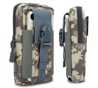 Cadorabo Taktische Handytasche in Camouflage Blau -Molle-EDC-Tasche universal- für Schultergurt,Handyhalter Zusatztasche für Rucksack Militär Gürteltasche max. 6.7 Zoll Hüfttasche