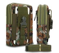 Cadorabo Taktische Handytasche in Camouflage GRÜN -Molle-EDC-Tasche kompatibel mit Blackview BV 6200 Pro mit Schultergurt -Handyhalter, Militär Gürteltasche, Hüfttasche