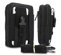 Cadorabo Taktische Handytasche in Uni SCHWARZ -Molle-EDC-Tasche kompatibel mit Blackview BV 6200 mit Schultergurt -Handyhalter, Militär Gürteltasche, Hüfttasche