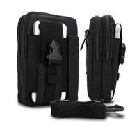 Cadorabo Taktische Handytasche in Uni SCHWARZ -Molle-EDC-Tasche universal mit Schultergurt -Handyhalter Zusatztasche für Rucksack Militär Gürteltasche max. 6.7 Zoll Hüfttasche