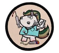 Café Viereck ® Bundeswehr Sanitäter Einhorn mit Spritze Fun Patch Gestickt mit Klett - 8 cm