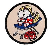 Café Viereck ® Bundeswehr Sanitäter Einhorn mit Trage Fun Patch Gestickt mit Klett - 8 cm