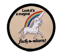 Café Viereck ® Fuck-U Einhorn Fun Patch Gestickt mit Klett - 7 cm