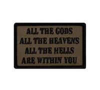 Café Viereck ® Lustiges Fun Patch Gestickt mit Klett - 7 cm x 5 cm - Gods Oliv