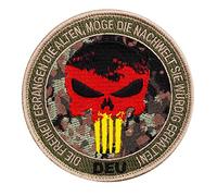 Café Viereck ® Punisher Patch mit Deutschland Flagge - Gestickt mit Klett 10 cm Ø (oliv/tarn)