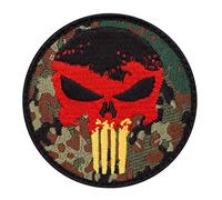 Café Viereck ® Punisher Patch mit Deutschland Flagge - Gestickt mit Klett Flecktarn - 8,5 cm