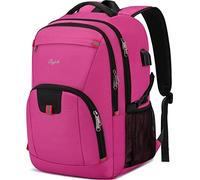 Cafele 17,3 Zoll großer Laptop-Rucksack für Teenager, Reisen, Schule, Arbeit, mit USB-Ladeanschluss, Damen,Rosa