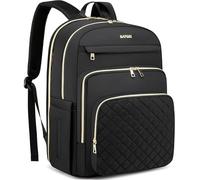 Cafele 17.3 Zoll Laptop Rucksack, gesteppter Arbeitsrucksack für Frauen Lehrer Bookbag, wandelbare Reise Rucksack Geldbörse für Frauen Krankenschwester, schwarz,2326H-02