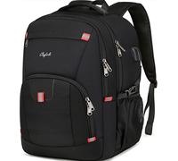 Cafele Laptop-Rucksack 17.3 Zoll Rucksack mit USB-Ladeanschluss wasserabweisend robuster Rucksack für BusinessUni Schule Reisen für Herren und Damen, Schwarz