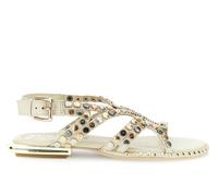 CAFèNOIR - Asymmetrische Ledersandalen Mit Mehrfarbigen Nieten, Für Frauen, Farbe Beige, Größe 39