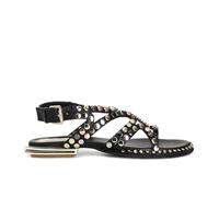 CAFèNOIR - Asymmetrische Ledersandalen Mit Mehrfarbigen Nieten Schwarz, Für Frauen, Farbe Schwarz, Größe 39