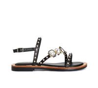 CAFèNOIR - Asymmetrische Nappa-Sandalen Mit Accessoire, Für Frauen, Farbe Schwarz, Größe 39