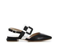 CAFèNOIR C1ED4350N012370 Leder-Ballerina MIT Schnalle Nero/Bianco 37