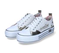 CAFèNOIR Cafe Noir Sneakers Mid aus Stoff mit Strass-Patch - C1DM9128, cremeweiß, 41 EU