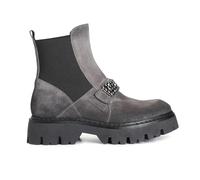 CAFèNOIR - Damen-Ankle-Boot Aus Elastischem Wildleder Und Accessoire, Für Frauen, Farbe Grau, Größe 40