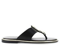 CAFèNOIR - Leder-Flip-Flop-Sandalen Mit Accessoire, Für Frauen, Farbe Schwarz, Größe 35