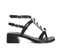 CAFèNOIR - Sandalen aus Leder mit Steinen und T-Muster, für Damen, Farbe: Schwarz, Schwarz , 40 EU