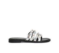 CAFèNOIR - Pantoffel Mit Mehreren Riemen Und Cabochon, Für Frauen, Farbe Grau, Größe 39