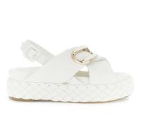 CAFèNOIR - Sandalen Mit Gekreuzten Riemen, Geflochtener Sohle Und Accessoire, Für Frauen, Farbe Weiss, Größe 40